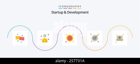 Pack d'icônes Startup et Develepment Flat 5 comprenant . vidéo. horloge. lecture. flèche Illustration de Vecteur