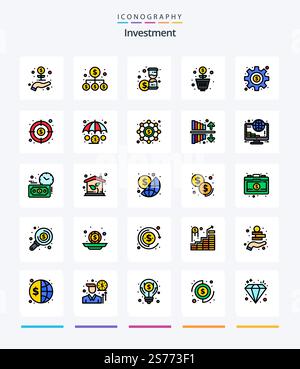 Pack d'icônes Creative Investment 25 Line, telles que l'argent. dollar. investissement. argent. bénéfice Illustration de Vecteur