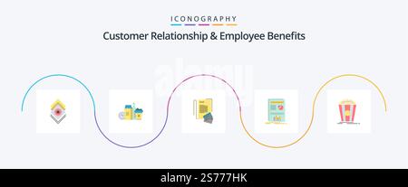 Pack d'icônes FLAT 5 sur la relation client et les avantages pour les employés comprenant la réussite. mise en page. café. présentation. crédit Illustration de Vecteur