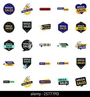 25 modèles vectoriels dynamiques dans le Mega sale Pack, parfaits pour avoir un impact important sur le marketing Illustration de Vecteur