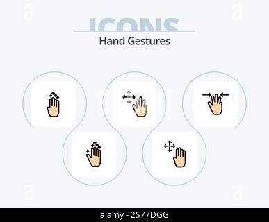 Gestes de la main ligne remplie icône Pack 5 conception d'icônes. geste. geste. doigts. quatre. saisie tactile multiple Illustration de Vecteur