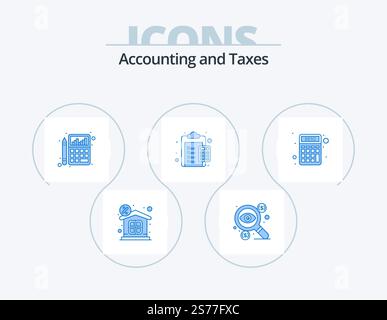 Taxes Blue Icon Pack 5 Icon Design. charge. calculer. taxes. graphique Illustration de Vecteur