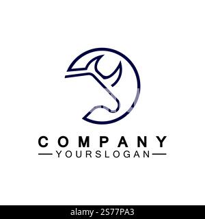 Modèle vectoriel de conception de logo Bull monoline Illustration de Vecteur