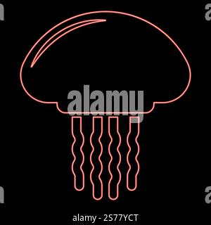 Néon medusa méduse rouge couleur vecteur illustration image plat style lumière. Neon medusa méduse rouge couleur vecteur illustration image style plat Illustration de Vecteur