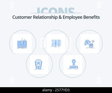 Relation client et avantages pour les employés Blue Icon Pack 5 Icon Design. sac à dos. écrire. argent. message. clavarder Illustration de Vecteur
