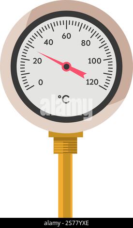 Outils et instruments de mesure de la température. Appareil isolé de vieille école avec un design rond et un pointeur de flèche montrant le résultat. Contrôle et mesure de la température à la maison. Vecteur dans le style plat. Outils de mesure et instrument avec vecteur de flèche Illustration de Vecteur
