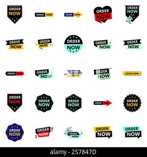 25 attirer l'attention Commandez maintenant des bannières pour attirer l'attention Illustration de Vecteur