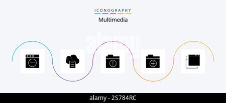 Pack d'icônes multimédia Glyph 5 comprenant . dossier. applications Illustration de Vecteur