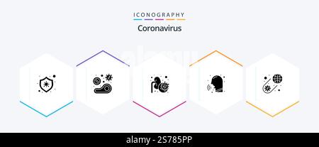 Coronavirus 25 Glyph Icon pack comprenant fièvre. rhinite. steak. nez. virus Illustration de Vecteur