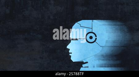 AI agent Customer Service Chatbot et robotique texte ou voix automatisation remplaçant les humains comme technologie et robot humain assistant pour les employés ou robots A. Banque D'Images