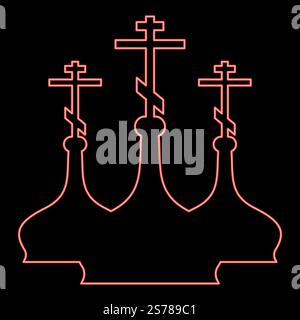Dôme de néon de l'église rouge illustration vectorielle image de style plat lumière. Dôme de néon de l'église rouge illustration vectorielle image style plat Illustration de Vecteur