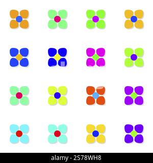 Une illustration de certaines fleurs simples aux couleurs vives Banque D'Images