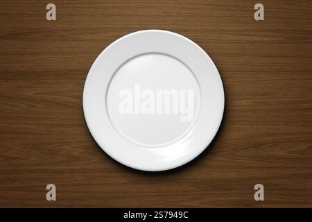 Une image d'une plaque vide sur un fond de bois Banque D'Images