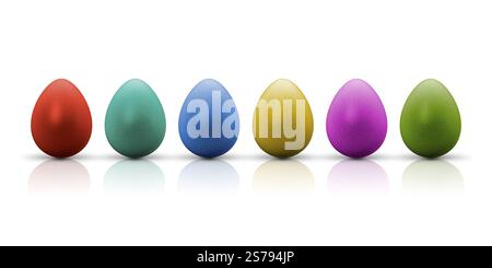 Une rangée de belles œufs de Pâques colorés Banque D'Images