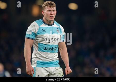Dublin, Irlande. 19 janvier 2025. Ted Hill of Bath lors de la Coupe des Champions Investec, Poule 2, Round 4 match entre Leinster Rugby et Bath Rugby à Aviva Stadium à Dublin, Irlande le 18 janvier 2025 (photo by Andrew SURMA/ Credit : Sipa USA/Alamy Live News Banque D'Images