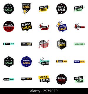 25 modèles Dynamic Vector dans le Mega sale Pack Elever vos promotions Illustration de Vecteur