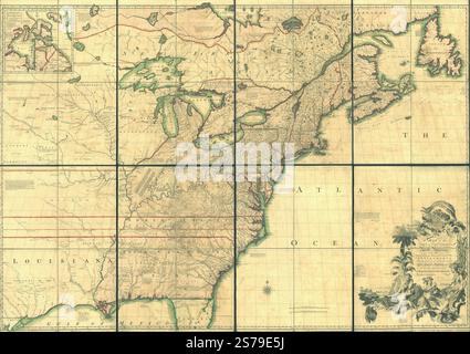 Une carte des dominions britanniques et français en Amérique du Nord avec les routes, les distances, les limites et l'étendue des colonies, humblement inscrite au très honorable comte de Halifax, et à l'autre très honorable The Lords Commissioners for Trade & plantations, 1755 par Mitchell John, Kitchin Thomas, Millar Andrew Banque D'Images