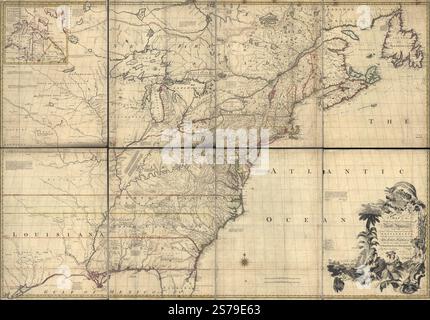 Une carte des dominions britanniques et français en Amérique du Nord, avec les routes, les distances, les limites et l'étendue des colonies, humblement inscrite au très honorable comte de Halifax, et à l'autre très honorable The Lords Commissioners for Trade & plantations, 1755 par Mitchell John, Kitchin Thomas, Millar Andrew Banque D'Images