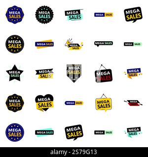 25 modèles Dynamic Vector dans le Mega sale Pack Elever vos promotions Illustration de Vecteur