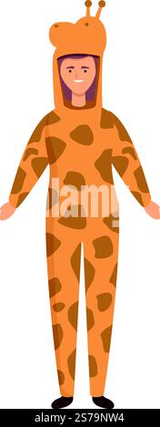 Vecteur de dessin animé d'icône de costume d'animal d'halloween girafe. Enfant mignon. Mascotte fantaisie. Vecteur de dessin animé d'icône de costume d'animal d'halloween girafe. Enfant mignon Illustration de Vecteur