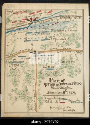 Plan d'action à Devaux Neck en Caroline du Sud. 9 décembre 1864. 1864 par Sneden Robert Knox Banque D'Images