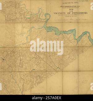 Carte des environs de Petersburg : établie sous la direction de A.H. Campbell, capitaine, P.E., C.S.A., chargé Topl. dept., D.N.V. 1864 par les États confédérés d'Amérique. Armée. Dept. de Virginie du Nord. Bureau de l'ingénieur en chef, Campbell Albert H. (Albert Henry), Lee Robert E. (Robert Edward) Banque D'Images