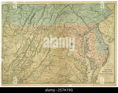 Carte topographique de Bacon du siège de la guerre en Virginie, au Maryland et en Pennsylvanie 1863 par G.W. Bacon & Co. Banque D'Images