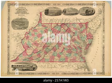 Johnson's Virginia, Delaware, Maryland et Virginie occidentale. 1864 par Johnson A. J. (Alvin Jewett) Banque D'Images