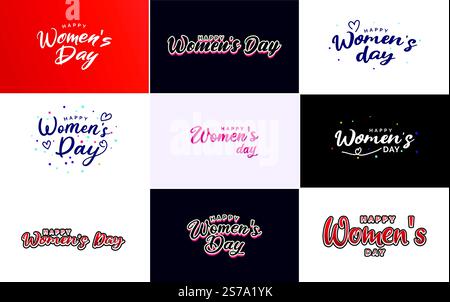Logo abstrait Happy Women&rsquo ; s Day avec un visage de femme&rsquo ; s et conception vectorielle d'amour dans des couleurs rose et violette Illustration de Vecteur