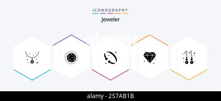 Bijoux 25 Glyph Icon pack y compris mode. mariage. bracelet. bijoux. luxe Illustration de Vecteur