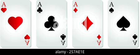 Jeu de cartes à jouer vectorielles. Colection de quatre as. Illustration de Vecteur