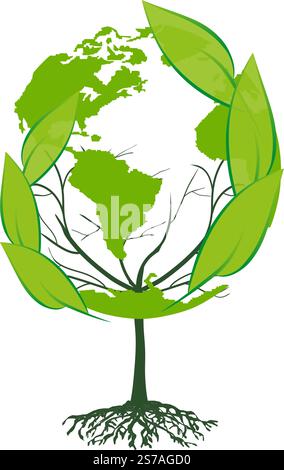 Globe et arbre. Illustration de Vecteur