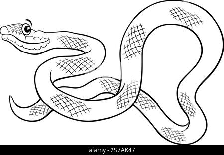 Illustration de dessin animé de drôle de page de coloration de caractère animal de reptile de serpent Illustration de Vecteur