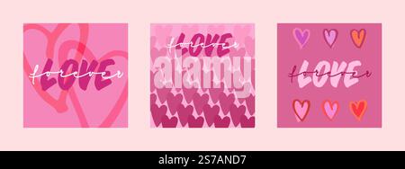 La Saint-Valentin publie un ensemble de modèles instagram pour les réseaux sociaux. Article mobile vectoriel et mise en page de papier peint post pour la promotion. Bonne Saint Valentin g Illustration de Vecteur