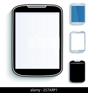 Ensemble de tablettes, téléphones à écran tactile. Style de papier Illustration de Vecteur