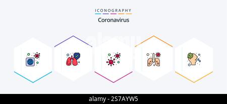Coronavirus 25 FilledLine Icon pack comprenant le virus. nez. bactéries. allergie. infecté Illustration de Vecteur