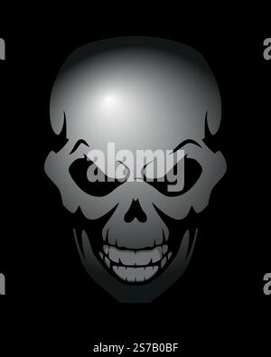 crâne humain, illustration vectorielle en noir et blanc Illustration de Vecteur