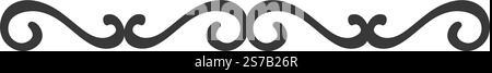 Bordure horizontale à répétition transparente avec d'élégants tourbillons gris foncé, créant un motif décoratif sophistiqué parfait pour les cadres, les invitations, Illustration de Vecteur