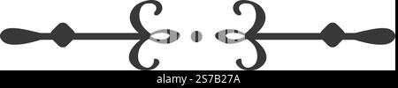 Séparateur calligraphique horizontal avec des tourbillons décoratifs et des points, reliant deux extrémités stylisées en forme de déchirure, créant un separati visuellement attrayant Illustration de Vecteur