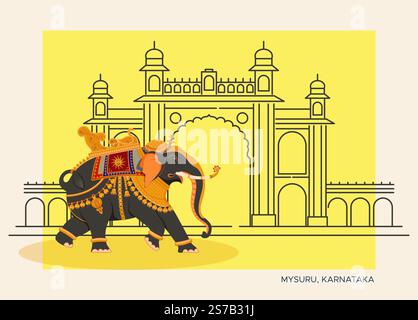 Illustration traditionnelle d'éléphant Mysore - comme fichier EPS 10 Illustration de Vecteur