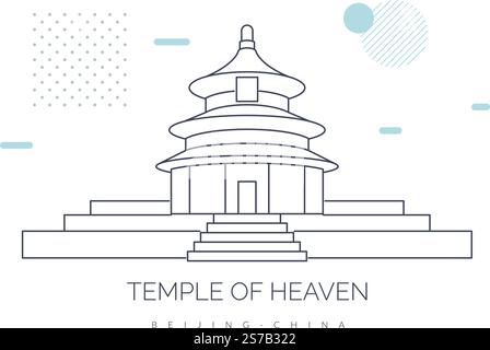 Temple du ciel - complexe de bâtiments religieux impériaux à Pékin Chine - illustration stock en tant que fichier EPS10 Illustration de Vecteur