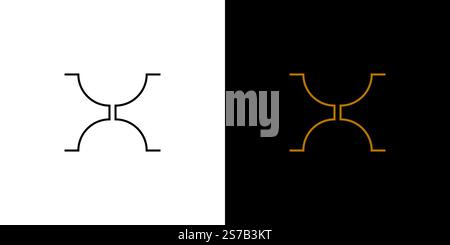 Design géométrique unique du logo H avec fond noir et blanc contrasté Illustration de Vecteur