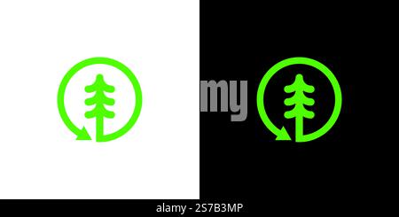 Cette image présente une icône d'arbre vert à l'intérieur d'une flèche circulaire, symbolisant la durabilité, la sensibilisation à l'environnement et le recyclage, favorisant l'éco-frien Illustration de Vecteur