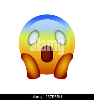 Jaune emoji isolé face à l'effrayant icône deux mains Illustration de Vecteur