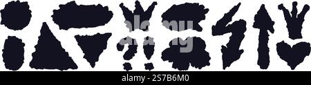 Forme abstraite de couronne grunge, nuage de papier, flèche déchiquetée dans un style tendance. Silhouette de papier déchiré texturé. Collection graphique vectorielle Illustration de Vecteur