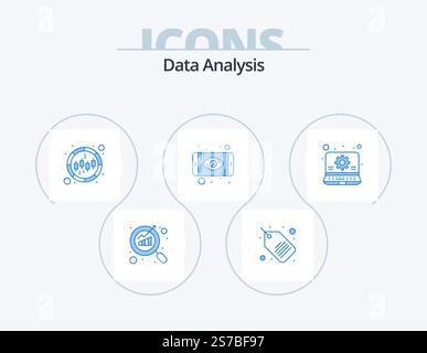 Analyse des données Blue Icon Pack 5 Icon Design. données. gestion. graphique. analyse. données Illustration de Vecteur