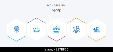 Spring 25 Blue Icon pack comprenant le printemps. fleur. ressort. floral. ressort Illustration de Vecteur
