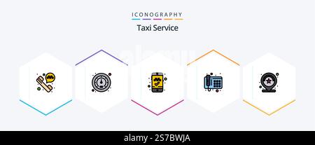 Taxi Service 25 Pack d'icônes FilledLine comprenant . révision. application mobile. classement. emplacement Illustration de Vecteur