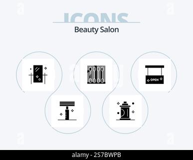 Salon de beauté Glyph Icon Pack 5 Icon Design. maquillage. cosmétiques. pulvérisation. beauté. miroir Illustration de Vecteur