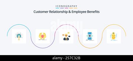 Pack d'icônes de la section « relation client et avantages pour les employés » 5 comprenant l'accent. œil. identité. fenêtre contextuelle. sms Illustration de Vecteur